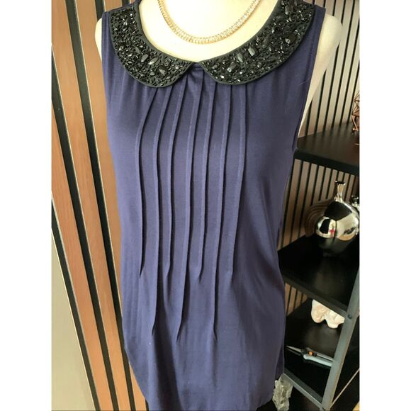 Loft sleeveless blue and black shirt with color size small work attire - Picture 1 of 6